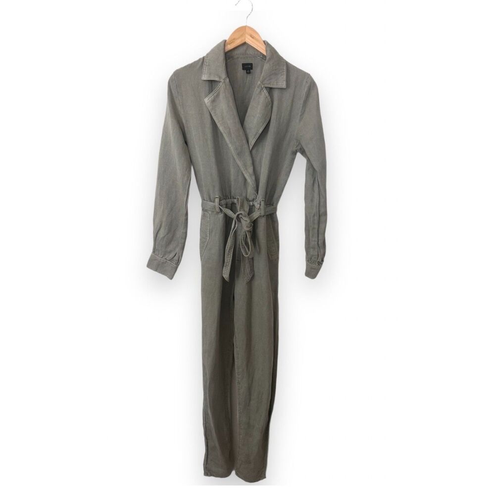Joe's Jeans Sage Green Wrap Jumpsuit Belted Utility Long Sleeve Collared XS
